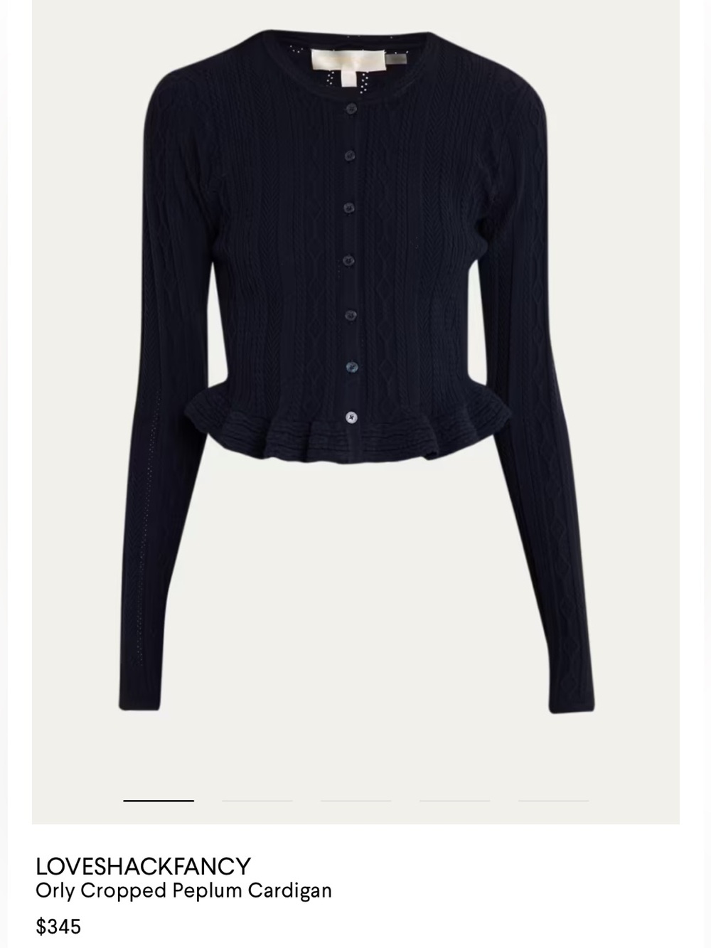 LoveShackFancy Orly Cropped Peplum Cardigan - Midnight Navy